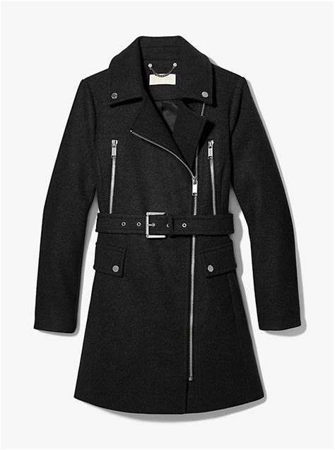 michael kors women's wool blend zip-front coat|michael kors belted walker coat.